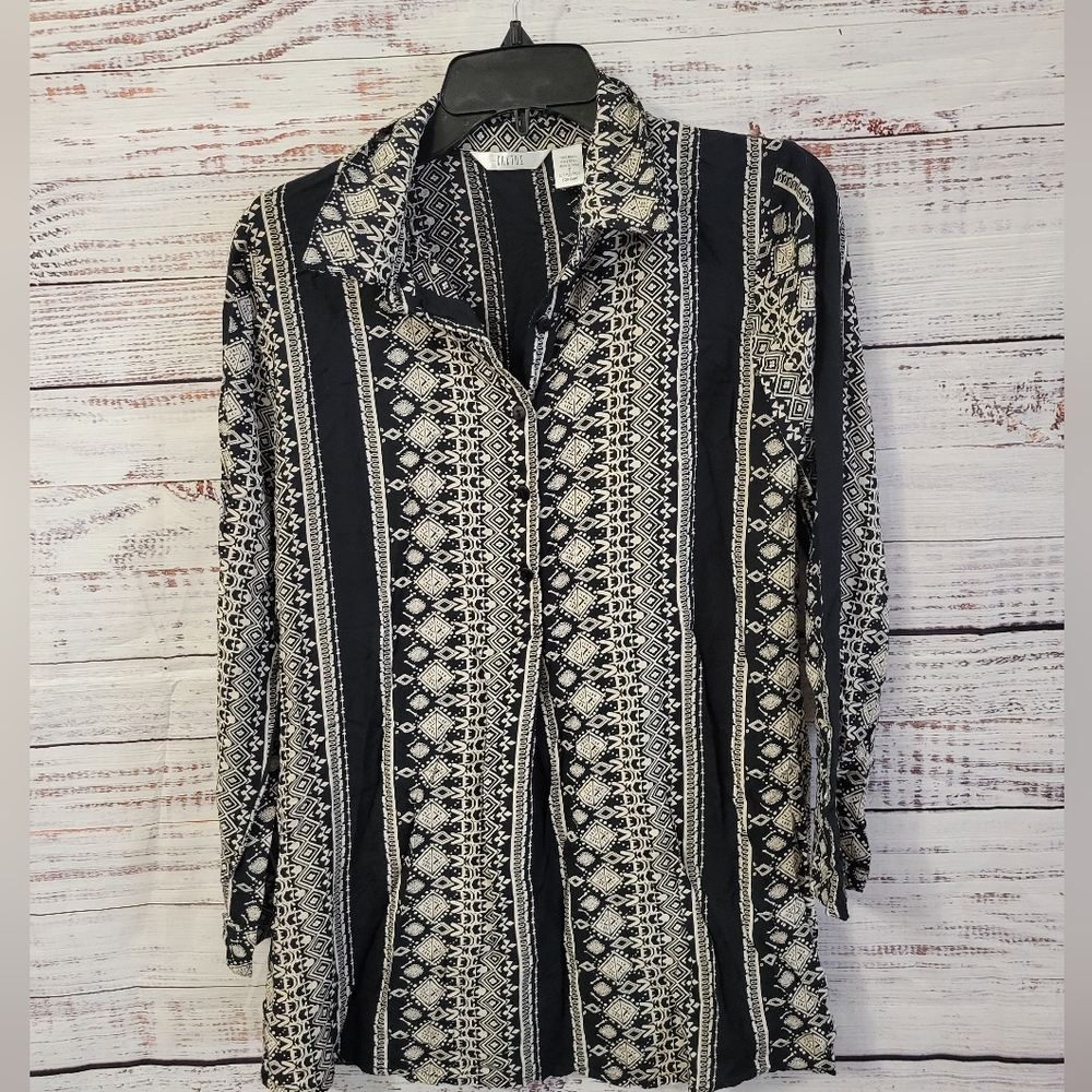 Kaktus S 3/4 Button-down Black and White